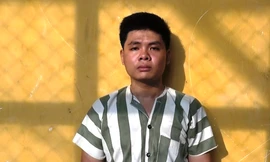 Nghi can Quốc tại cơ quan điều tra. Ảnh CA cung cấp.