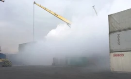 Hiện trường vụ cháy tại cảng Nam Hải.