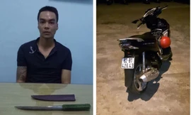 Nghi phạm và tang vật (Ảnh: H. Hoàng)