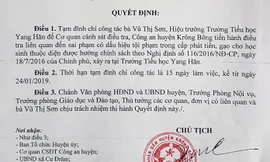 Quyết định tạm đình chỉ công tác đối với bà Sơn
