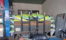 Xe công nông chở phân bón Tam Nông Ea Kmat đi bán