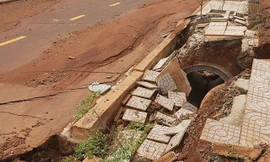 Hiện trường vụ sụt lún tại KCN Nhân Cơ