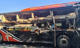 Hiện trường vụ tai nạn trên cao tốc Pháp Vân- Cầu Giẽ - Ảnh: Hoàng Long