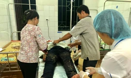 Nạn nhân bị chặn đường, chém gục ở xã Trực Đại (huyện Trực Ninh, Nam Đinh - Ảnh: Hoàng Long_