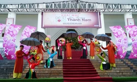 Chợ Tết tái hiện văn hoá truyền thống Thành Nam được tổ chức tại Bảo tàng Nam Định - Ảnh: Hoàng Long