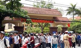 Thí sinh Thái Bình kết thúc kỳ thi tuyển sinh vào lớp 10 công lập - Ảnh: Hoàng Long