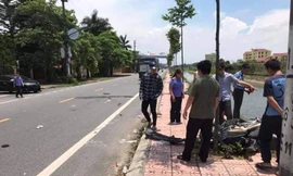 Hiện trường vụ xe chở Viện trưởng Viện KSND huyện gây tai nạn - Ảnh: KL