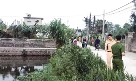 Khu vực ao nước anh Đinh Văn Quý ngã khi truy đuổi trộm chó và tử vong sau đó - Ảnh: Hoàng Long