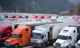 Còn trên 4000 tấn hoa quả ùn ứ tại cửa khẩu Tân Thanh .Ảnh: P. Hoài