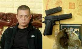 Đối tượng Huy cùng tang vật .Ảnh: TL