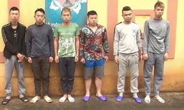 Sáu đối tượng tại cơ quan công an. Ảnh: TL