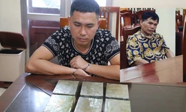 Đối tượng Linh và Cường cùng tang vật .Ảnh: TL