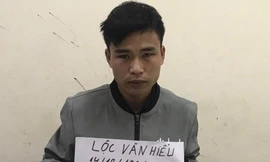 Đối tượng Hiếu tại cơ quan công an .Ảnh: TL