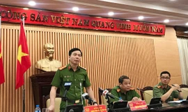 Cơ quan CSĐT Công an TP Hà Nội trong buổi họp báo sáng 9/8.