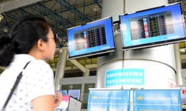 Nhà ga T1 sân bay Đà Nẵng dừng phát loa thông báo chuyến bay từ 1/5 tới.