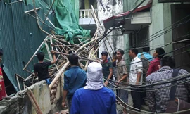 Hiện trường vụ sập giàn giáo.