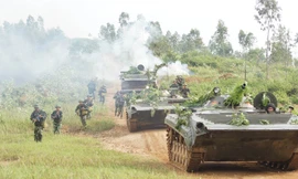 Cuộc thi hướng về truyền thống 70 năm xây dựng, chiến đấu, trưởng thành của QĐND Việt Nam anh hùng và hình ảnh Bộ đội Cụ Hồ. Ảnh: Nguyên Minh.