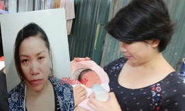 Đối tượng Nguyệt (trái) và cháu Cù Nguyên Công khi còn ở với mẹ nuôi