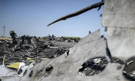 Hiện trường vụ rơi máy bay ở làng Grabovo, Ukraine (Ảnh: AFP)