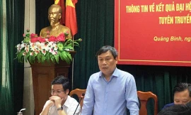 Ông Vũ Đại Thắng, Bí thư Tỉnh uỷ Quảng Bình phát biểu tại buổi gặp mặt báo chí sắng 27/8