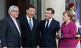 Ông Tập Cận Bình và các lãnh đạo châu Âu trong cuộc gặp ở Pháp. (Ảnh: Bloomberg)