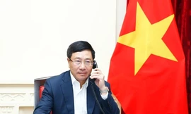 Phó Thủ tướng Phạm Bình Minh tại cuộc điện đàm. (Ảnh: BNG)