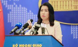 Bà Lê Thị Thu Hằng tại cuộc họp báo thường kỳ chiều nay. (Ảnh: Như Ý)