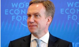 Chủ tịch Diễn đàn Kinh tế thế giới Borge Brende tại cuộc họp báo trước thềm sự kiện sắp diễn ra ở Davos. (Ảnh: Denis Balibouse)