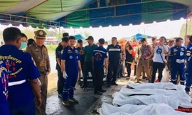 Thi thể các nạn nhân vụ tai nạn. Ảnh: TTXVN