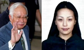 Cựu Thủ tướng Malaysia Najib Razak (bìa trái) và người mẫu Mông Cổ Altantuya Shaariibuu. (Ảnh: CNA)