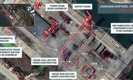 Ảnh vệ tinh do CSIS về hoạt động đóng con tàu sân bay thứ 3 của Trung Quốc. (Ảnh: Reuters)