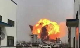 Ảnh chụp hiện trường vụ nổ do một người dân đăng lên mạng Weibo