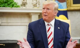 Ông Trump phát biểu tại Nhà Trắng ngày 21/8. (Ảnh: Jiji)