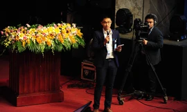 Sinh viên Vũ Đình Hoàng phát biểu tại Đại hội. Ảnh: Duy Phạm