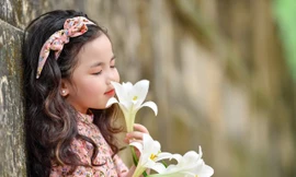 Bé gái Hà Nội thỏa sức tạo dáng trên con đường ngập lá sấu vàng Phan Đình Phùng