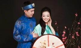 Tân Nhàn bên chồng là ca sĩ Tuấn Anh trong MV quan họ