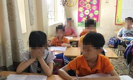 Không khí lớp 3A5 khá trầm lắng. Ảnh chụp chiều 5/4.