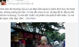 Bức ảnh chụp người cạo trọc tóc, mặc áo tu hành, đi xe SH biển đẹp gây bão dư luận. 