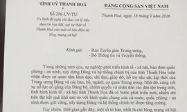 Công văn của Tỉnh ủy Thanh Hóa.