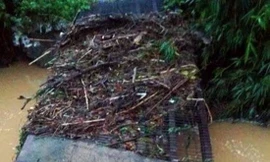 Lũ quét gây sập cầu khiến xóm đảo Ba Vì bị cô lập