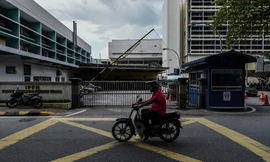 Bên ngoài Viện Pháp y Quốc gia của Bệnh viện Kuala Lumpur, nơi bảo quản thi thể ông Kim Jong Nam. Ảnh: AFP.