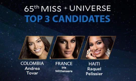 Top 3 người đẹp của Hoa hậu Hoàn vũ lần thứ 65 vừa diễn ra ở Philippines.