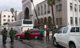 Lực lượng an ninh bên ngoài Điện Công lý ở Damascus sau vụ đánh bom hôm 15/3