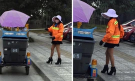 Hình ảnh nữ lao công. Ảnh: Shanghaiist