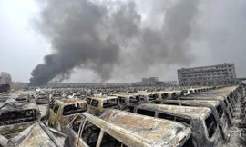 Hiện trường vụ nổ ở Thiên Tân.