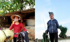 Cô giáo mầm non Lỗ Thị Thùy với việc đồng áng trong ngày hè.