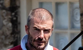 Hình ảnh Beckham với mái tóc thưa hồi đầu tuần này.