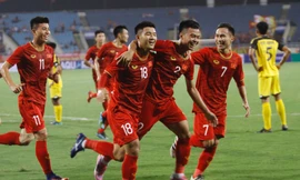 Các cầu thủ U23 Việt Nam ăn mừng bàn thắng. Ảnh: Duy Phạm