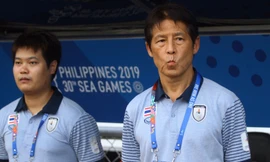 HLV Akira Nishino kín tiếng sau chiến thắng trước U22 Brunei. Ảnh: Siam Sport.