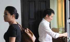 Trọng Tấn- Anh Thơ chiều 20-7 tại Cục NTBD Ảnh: N.M.Hà